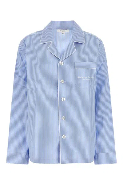Sporty And Rich Sporty & Rich Embroidered Cotton Hotel Du Cap Cursive Pijama Shirt In Multi