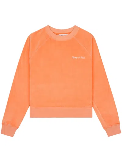 Sporty And Rich Italic Logo Cotton Sweatshirt In Orange