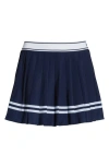 Sporty And Rich Vendome Script Pleated Skirt In Blue