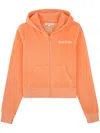 Sporty And Rich Italic-logo Zip-up Hoodie In 橘色