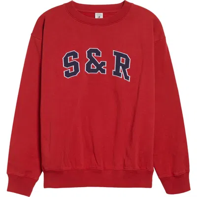 Sporty And Rich Sporty & Rich Ivy Logo Appliqué Cotton Graphic Sweatshirt In Red