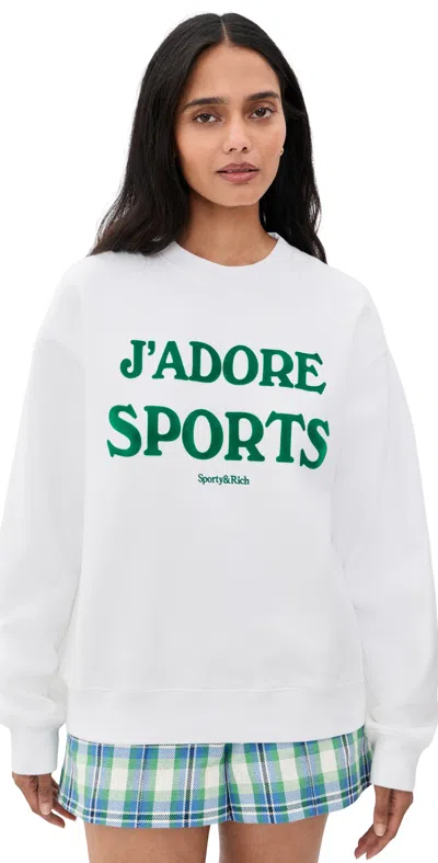Sporty And Rich Jadore Flocked Crewneck Sweatshirt White Kelly
