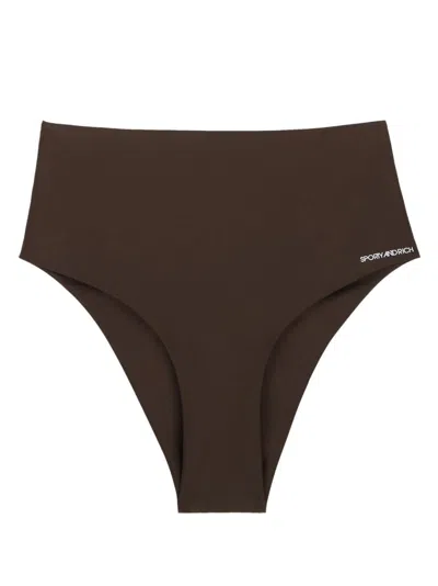Sporty And Rich Jane Logo-print Bikini Bottoms In Brown