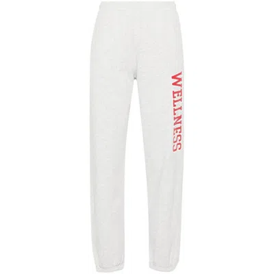 Sporty And Rich Sporty & Rich Women's Heather Gray Wellness Branded-print Cotton-blend Jogging Bottoms In Grey