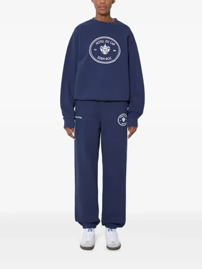 Sporty And Rich Womens Dark Navy Eden Crest Logo-print Cotton Sweatshirt Xs In Blue