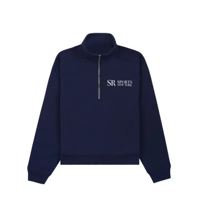 Sporty And Rich Jfk Quarter-zip Sweatshirt In Navy