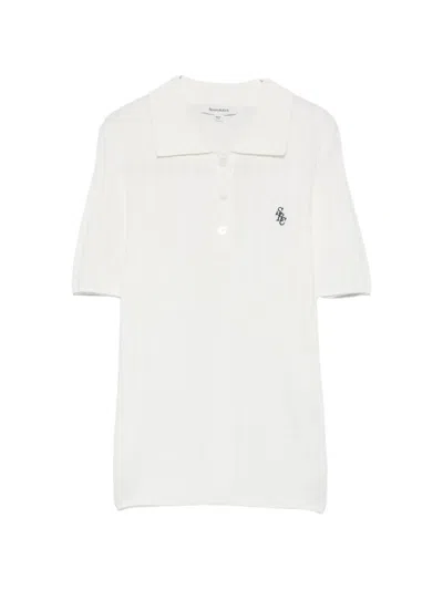Sporty And Rich Josefa Ribbed-knit Polo Shirt In White