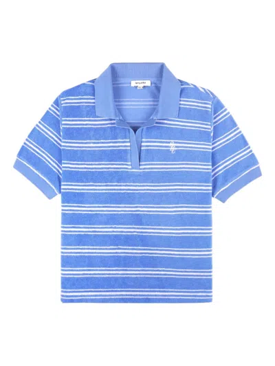 Sporty And Rich Juniper Striped T-shirt In Blue