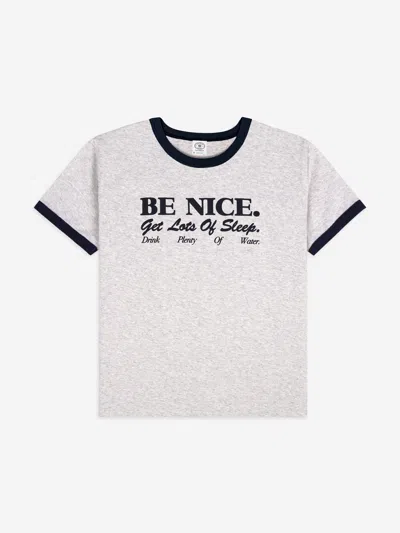 Sporty And Rich Sporty & Rich Kids Be Nice Ringer T-shirt In Gray