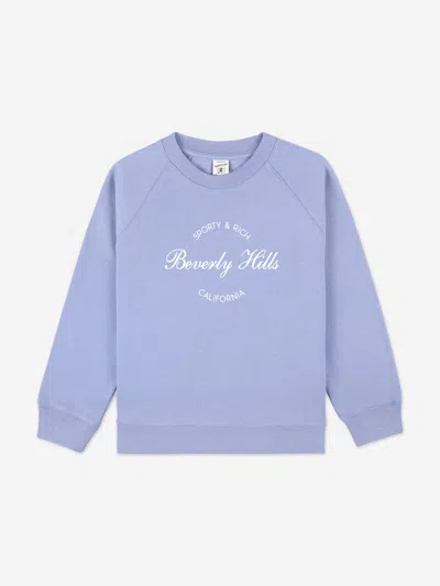 Sporty And Rich Sporty & Rich Kids Beverly Script Crewneck Sweatshirt In Blue