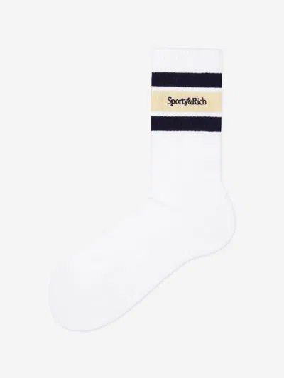 Sporty And Rich Sporty & Rich Kids Serif Logo Socks In White
