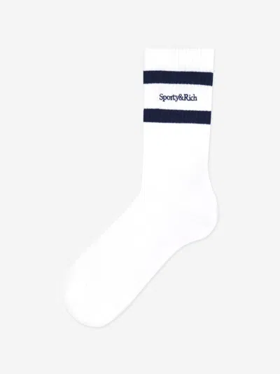 Sporty And Rich Sporty & Rich Kids Serif Logo Socks In White