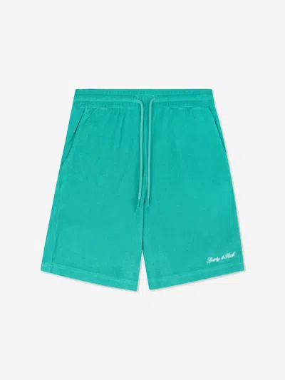 Sporty And Rich Sporty & Rich Kids Signature Logo Terry Shorts In Green