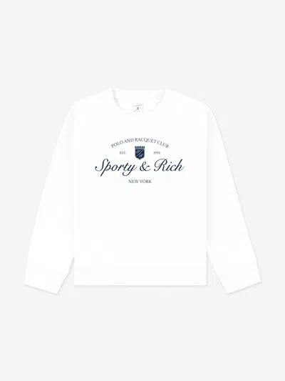 Sporty And Rich Sporty & Rich Kids Syracuse Crewneck Sweatshirt In White