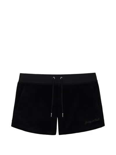 Sporty And Rich Krystal Logo-embellished Shorts In Black