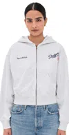 Sporty And Rich La Dodgers Serif Cropped Zip Hoodie Heather Grey In Gray