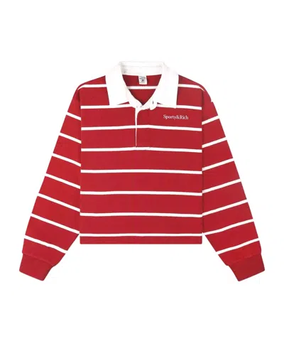 SPORTY AND RICH LAPEL LONG SLEEVE POLO SHIRT