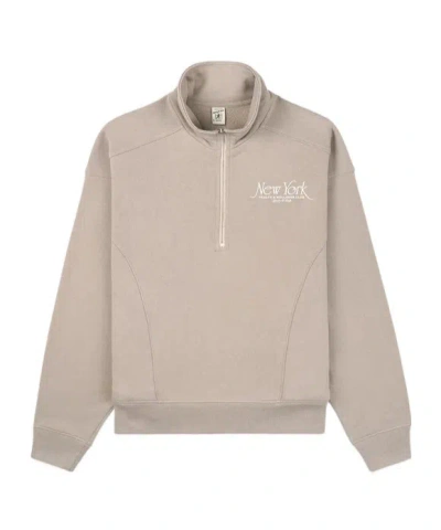 SPORTY AND RICH LAPEL ZIP-UP SWEATSHIRT