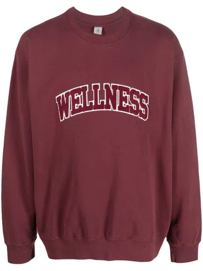 Sporty And Rich Wellness Bouclé Patch Sweatshirt In Bordeaux