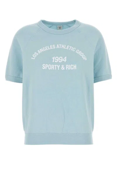 Sporty And Rich Sporty & Rich Light Blue Cotton Blend La Athletic Group Sweatshirt