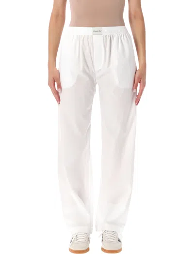 Sporty And Rich Lightweight White Popeline Pajama Pants With Elastic Waistband