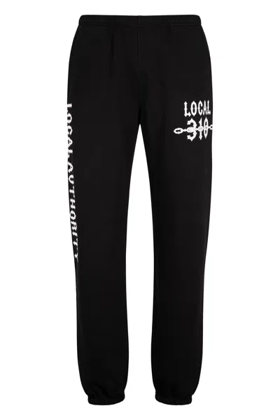 Sporty And Rich Local Authority Cotton Track-pants In Black