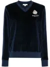 Sporty And Rich Logo-appliqué Velour Sweatshirt In Blue