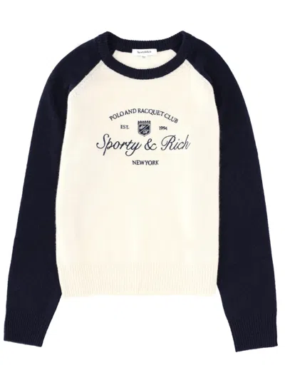 Sporty And Rich Sporty & Rich Logo Cashmere-wool Blend Sweater In Multicolor