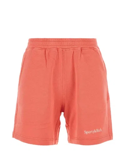 Sporty And Rich Logo Cotton Shorts In Orange