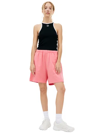 Sporty And Rich Logo Cotton Shorts In Pink