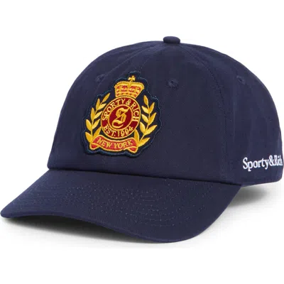 Sporty And Rich Sporty & Rich Logo Crest Embroidered Baseball Cap
