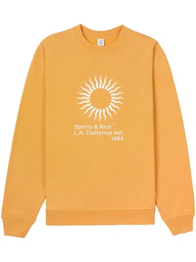 Sporty And Rich Logo Crew-neck Sweatshirt In Orange