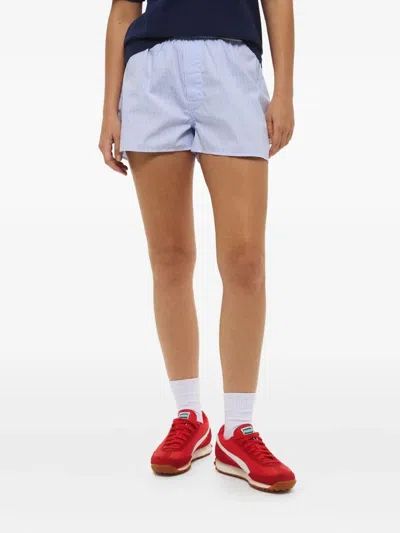 Sporty And Rich Logo-detailing Striped Boxer Shorts In Blue