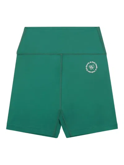 Sporty And Rich Logo-embellished Cycling Shorts In Green