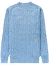 Sporty And Rich Logo-embroidered Cable-knit Jumper In Blue