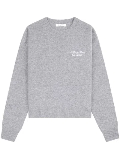 Sporty And Rich Logo-embroidered Cashmere Jumper In Grey
