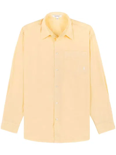 Sporty And Rich Logo-embroidered Cotton Shirt In 黄色