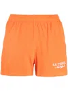 Sporty And Rich Logo-embroidered Cotton Shorts In Orange
