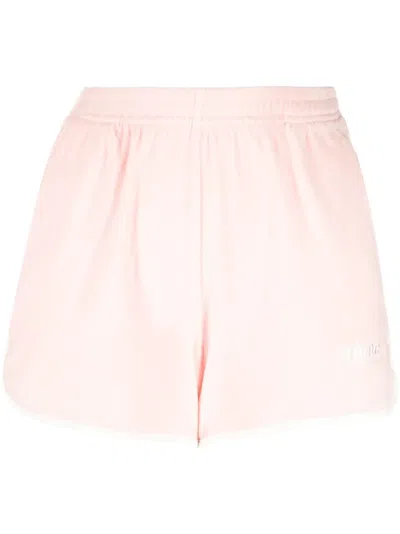 Sporty And Rich Logo-embroidered Cotton Shorts In Pink