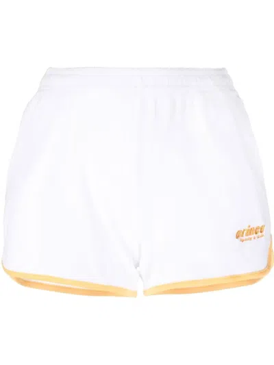 Sporty And Rich Logo-embroidered Cotton Shorts In White