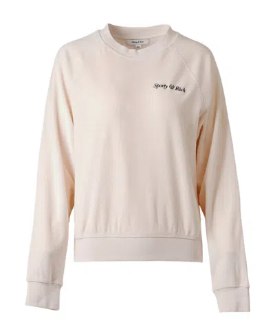 Sporty And Rich Logo-embroidered Cotton Sweatshirt In Nude