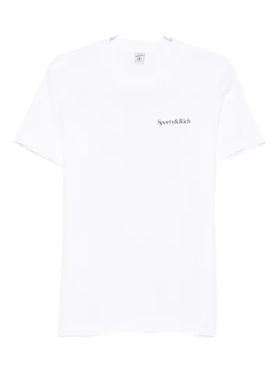 Sporty And Rich Logo-embroidered Cotton T-shirt In White