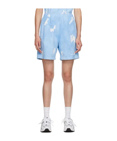 Sporty And Rich Logo-embroidered Cotton Track Shorts In Blue