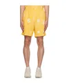Sporty And Rich Logo-embroidered Cotton Track Shorts In Yellow