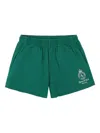 Sporty And Rich Logo-embroidered Elastic-waist Shorts In Green