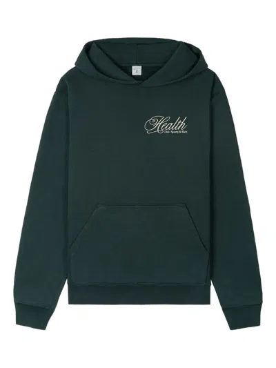 Sporty And Rich Logo-embroidered Hoodie In Green