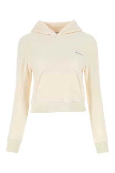 Sporty And Rich Sporty & Rich Logo Embroidered Jersey Fleece Sweatshirt In Beige