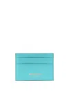 Sporty And Rich Logo-embroidered Leather Cardholder In Blue