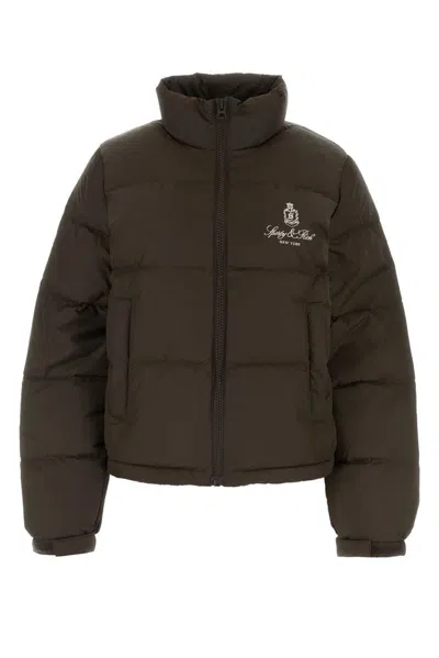 Sporty And Rich Sporty & Rich Logo Embroidered Padded Jacket In Brown