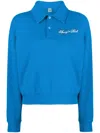 Sporty And Rich Logo-embroidered Polo-collar Sweatshirt In Blue